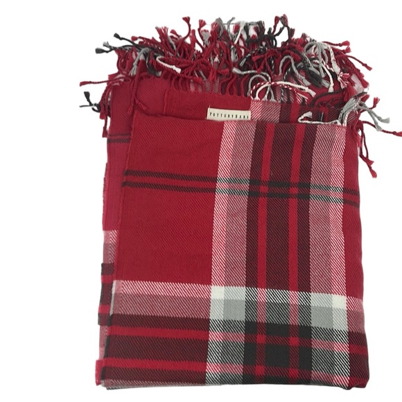 Pottery Barn Throw Blanket Red/Black Plaid 50 x 60